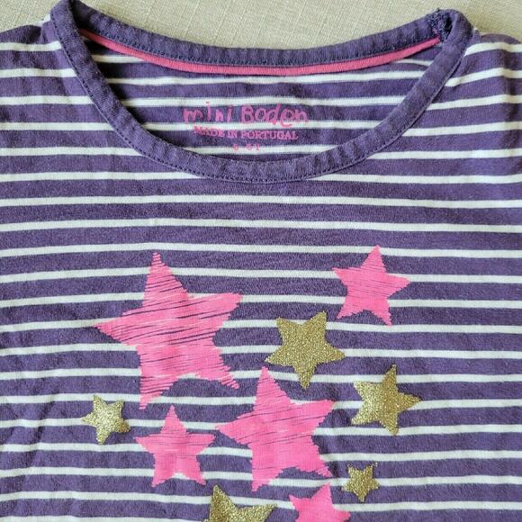 Mini Boden Purple Striped Start Print Tee - Picture 4 of 7
